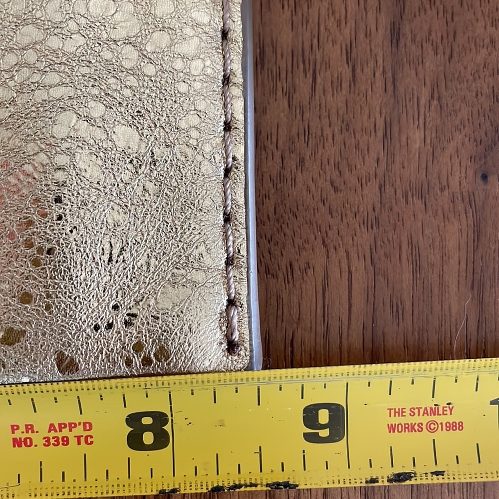 J Crew Metallic Gold Leather Clutch- EUC - Picture 11 of 12